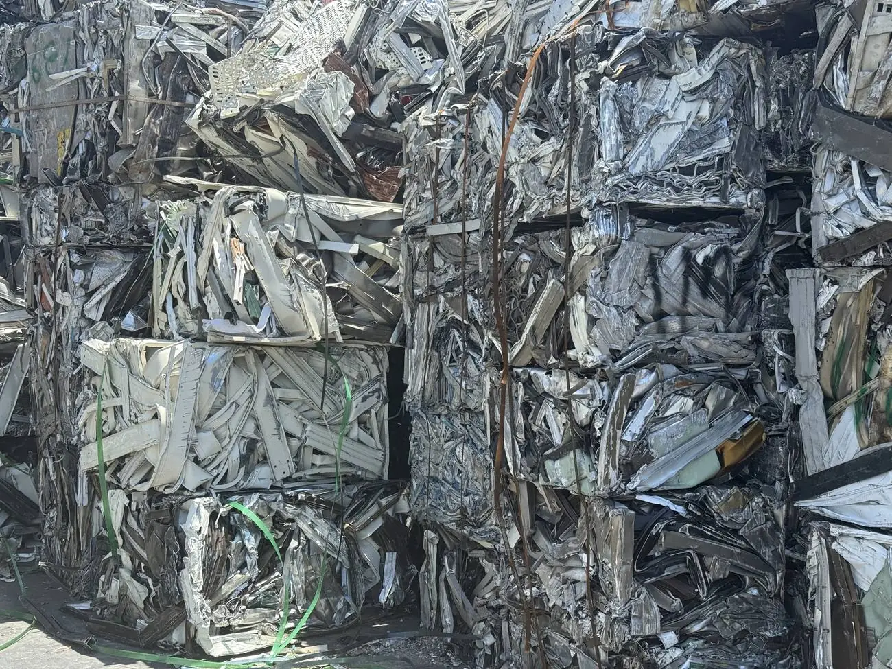 Baled end-of-life aluminium scrap awaiting sorting